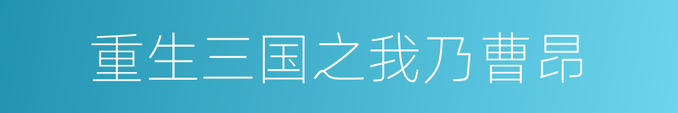 重生三国之我乃曹昂的同义词