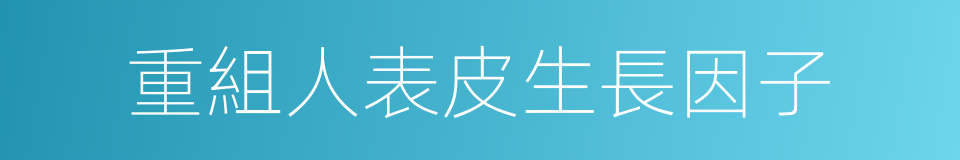 重組人表皮生長因子的同義詞