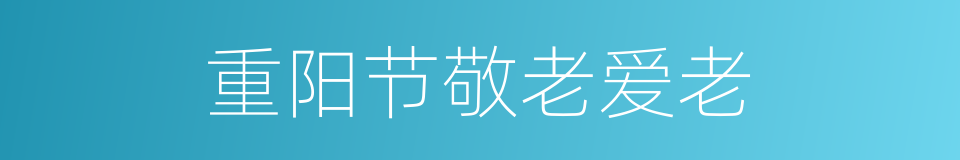 重阳节敬老爱老的同义词