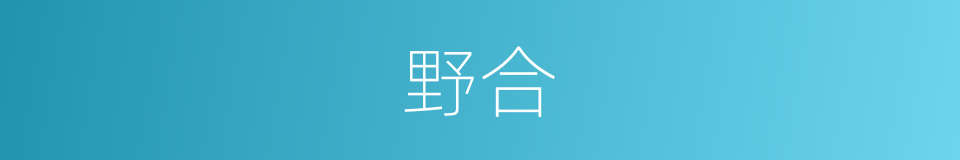 野合的意思