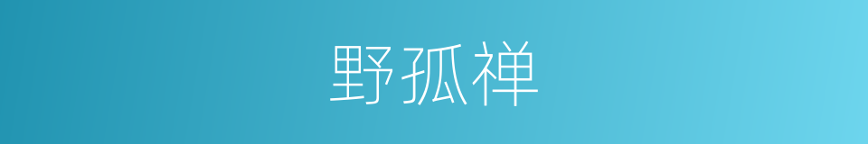 野孤禅的同义词