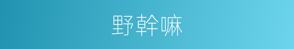 野幹嘛的意思