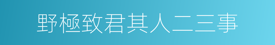 野極致君其人二三事的同義詞