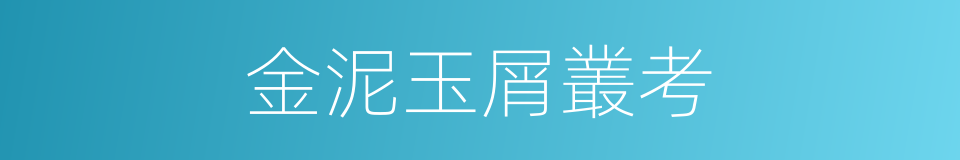 金泥玉屑叢考的同義詞
