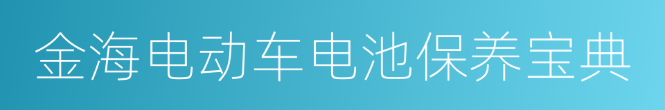 金海电动车电池保养宝典的同义词