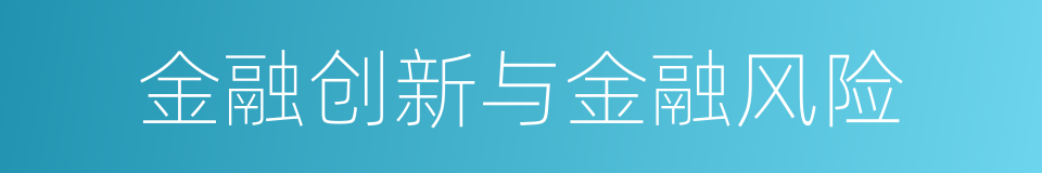 金融创新与金融风险的同义词