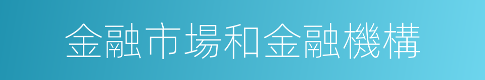 金融市場和金融機構的意思