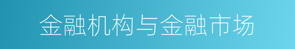 金融机构与金融市场的同义词