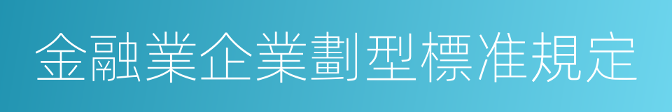 金融業企業劃型標准規定的同義詞