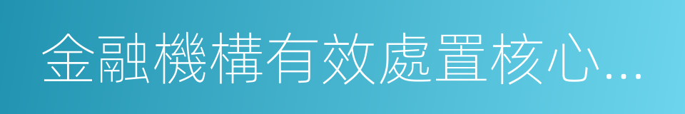 金融機構有效處置核心要素的同義詞