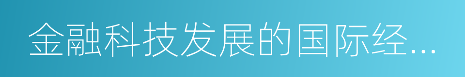 金融科技发展的国际经验和中国政策取向的同义词