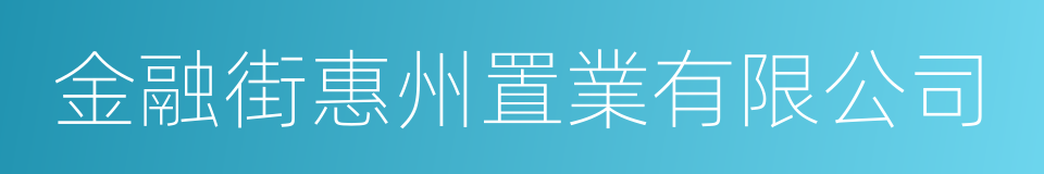 金融街惠州置業有限公司的同義詞