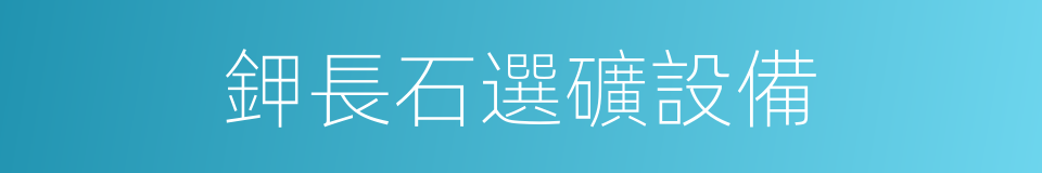 鉀長石選礦設備的同義詞