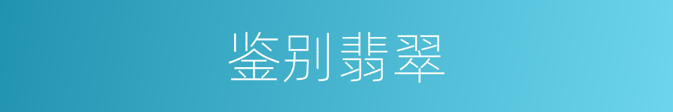 鉴别翡翠的意思