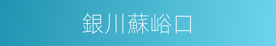 銀川蘇峪口的同義詞