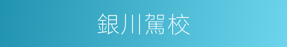 銀川駕校的同義詞