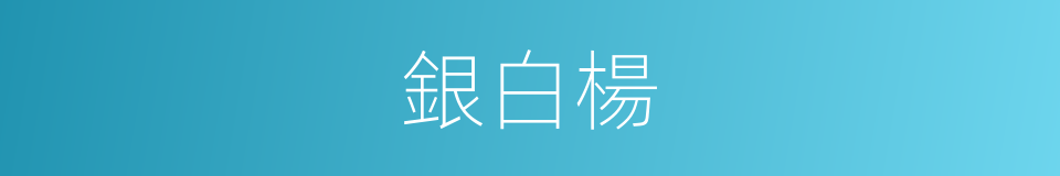 銀白楊的意思