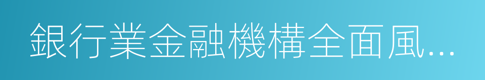 銀行業金融機構全面風險管理指引的同義詞