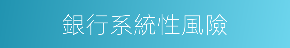 銀行系統性風險的同義詞