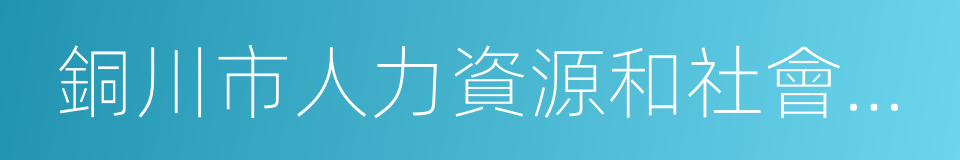 銅川市人力資源和社會保障局的同義詞