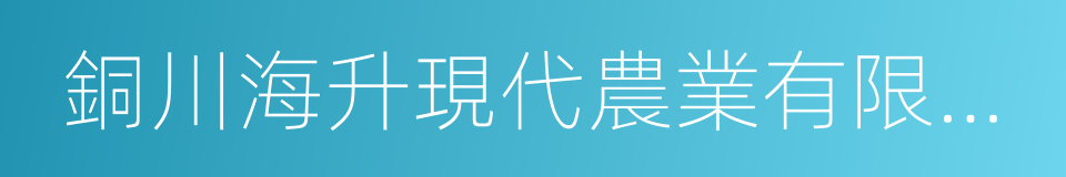 銅川海升現代農業有限公司的同義詞