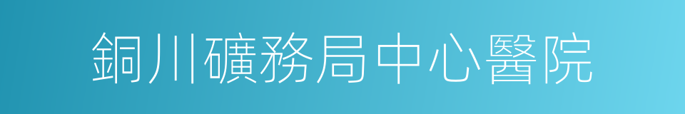 銅川礦務局中心醫院的意思