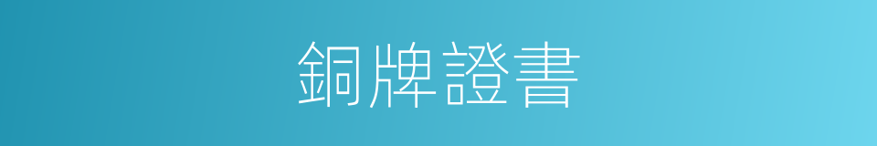 銅牌證書的同義詞