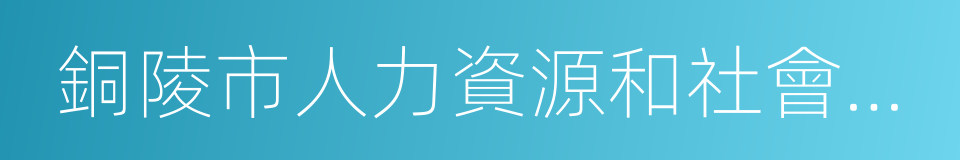 銅陵市人力資源和社會保障局的同義詞