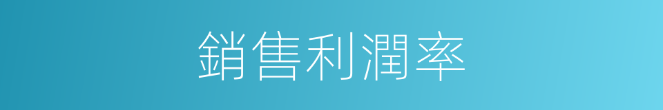銷售利潤率的同義詞