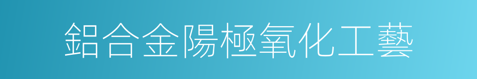 鋁合金陽極氧化工藝的同義詞