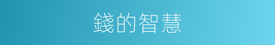 錢的智慧的同義詞
