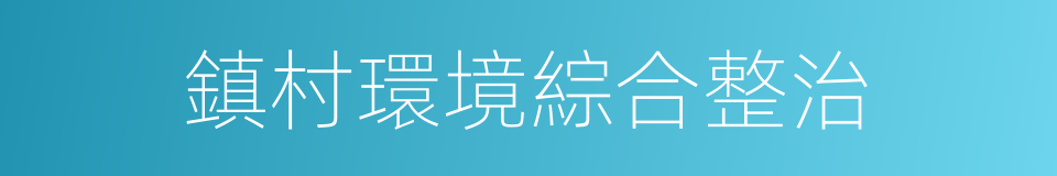 鎮村環境綜合整治的同義詞