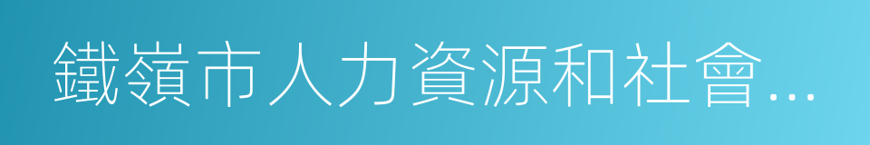 鐵嶺市人力資源和社會保障局的同義詞