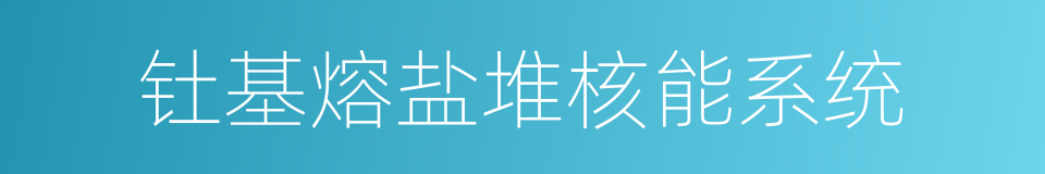 钍基熔盐堆核能系统的意思