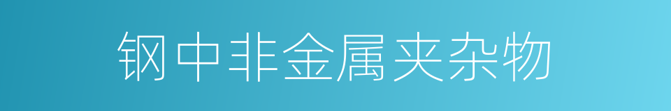 钢中非金属夹杂物的同义词