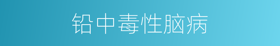 铅中毒性脑病的同义词