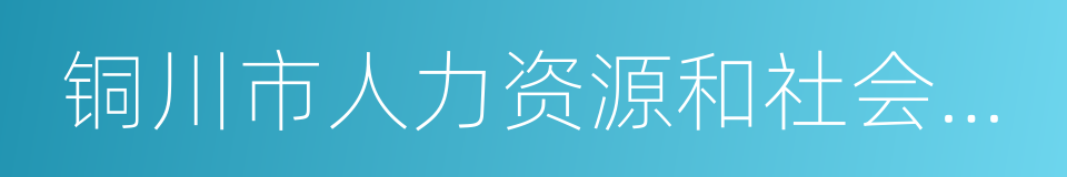 铜川市人力资源和社会保障局的意思