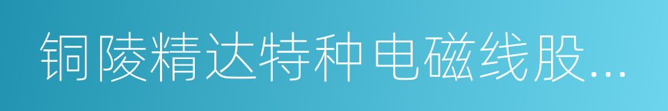 铜陵精达特种电磁线股份有限公司的同义词