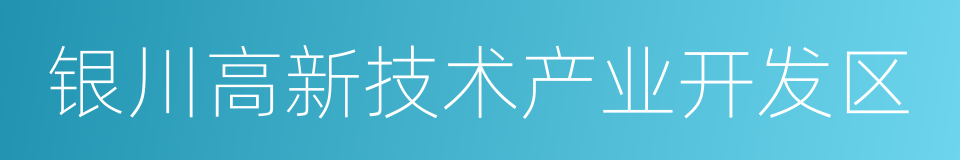 银川高新技术产业开发区的同义词