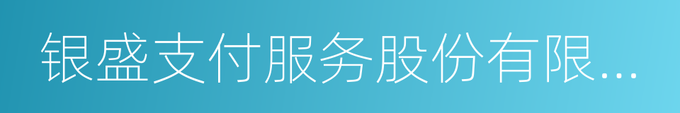 银盛支付服务股份有限公司的同义词