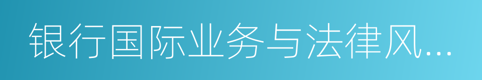 银行国际业务与法律风险控制的同义词