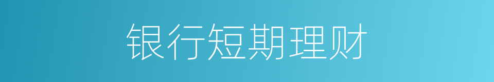 银行短期理财的同义词