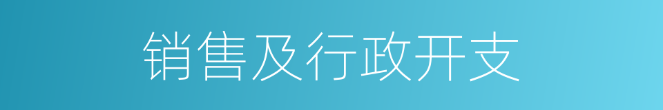 销售及行政开支的意思