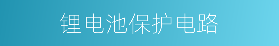 锂电池保护电路的同义词