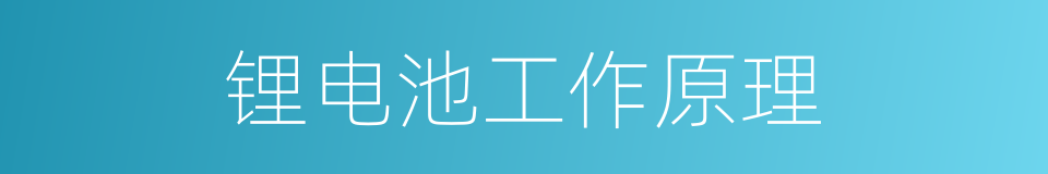 锂电池工作原理的同义词