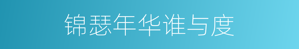 锦瑟年华谁与度的同义词