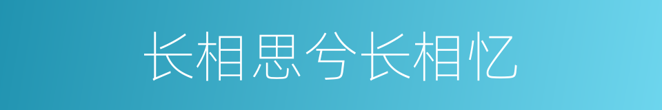 长相思兮长相忆的同义词