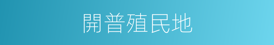 開普殖民地的同義詞