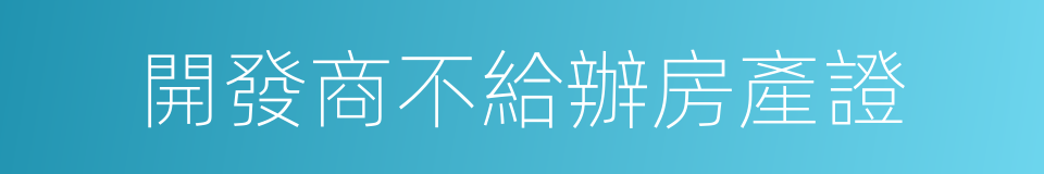 開發商不給辦房產證的同義詞