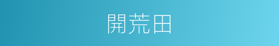 開荒田的意思